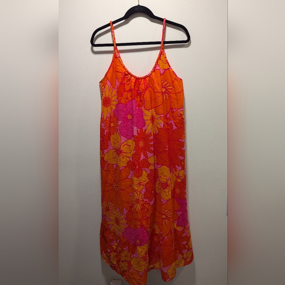 J. Marie Women's Tropical Floral Maxi Dress Size Large Beach Resort Vacation